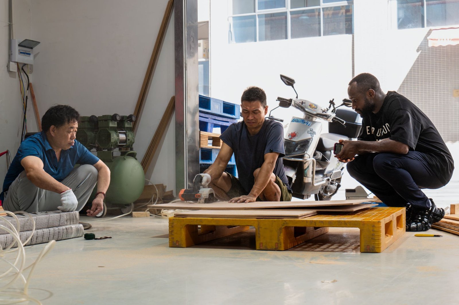 Quality control inspector checking products at factory